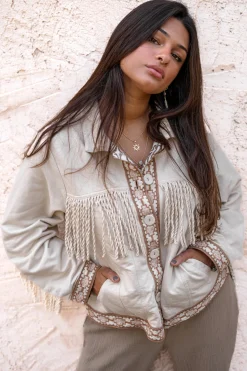 Veste courte à franges Nomad Combi Light Sand