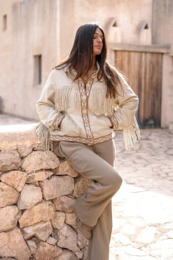 Veste courte à franges Nomad Combi Light Sand