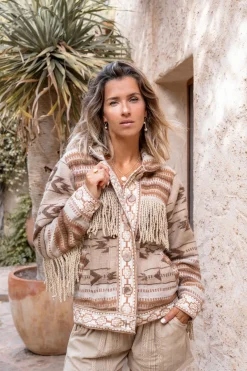 Veste courte à franges Nomad Natural