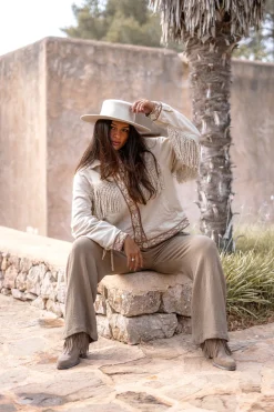Veste courte à franges Nomad Combi Light Sand