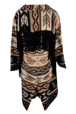 Veste longue à franges Spirit Brown