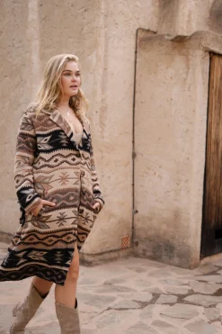 Veste longue à franges Spirit Brown