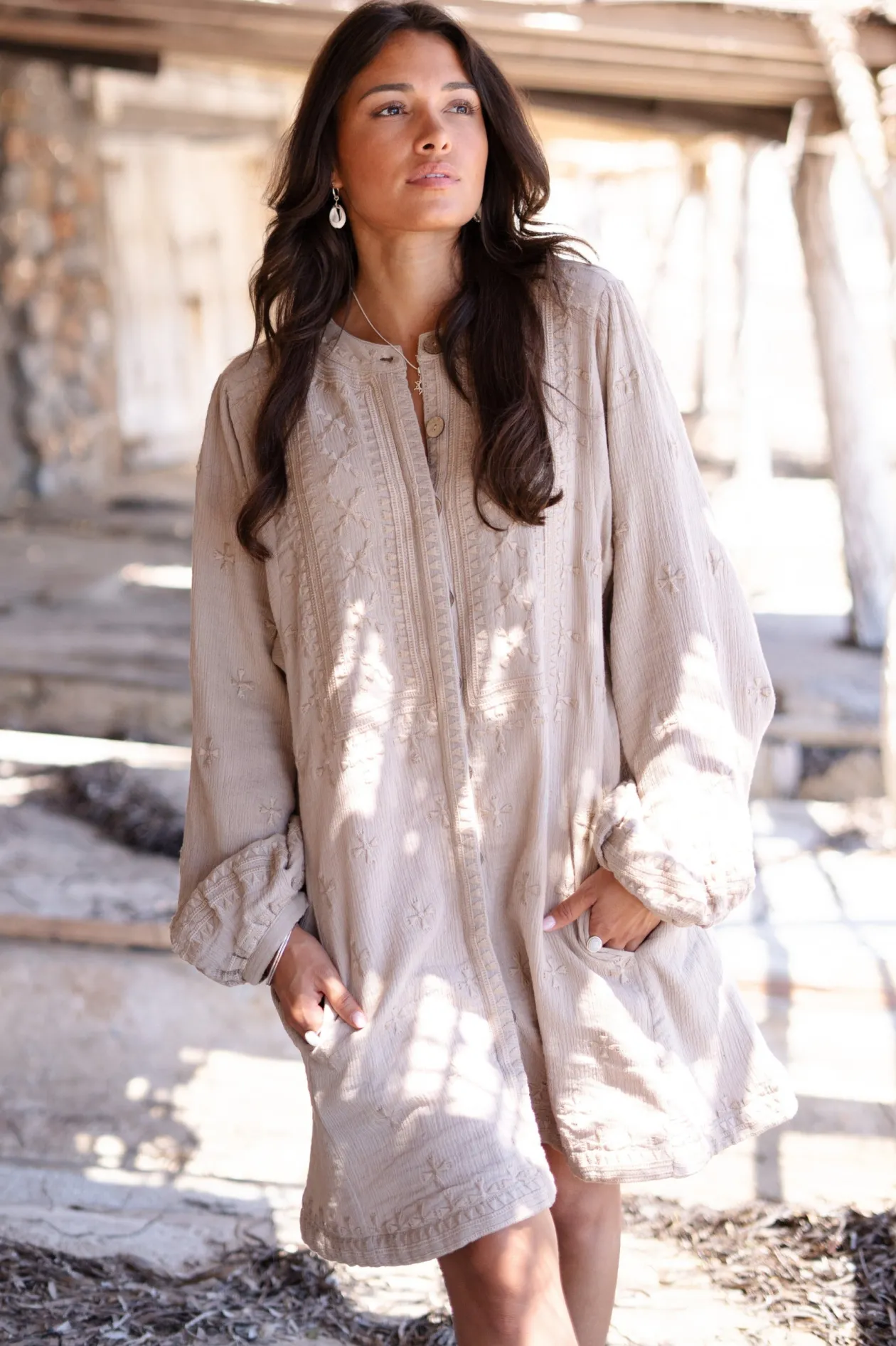 Veste longue Sonrisa Taupe