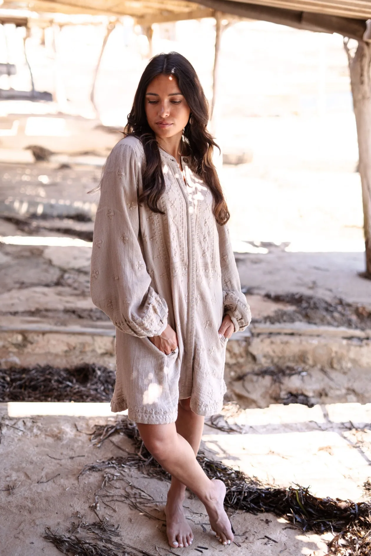 Veste longue Sonrisa Taupe